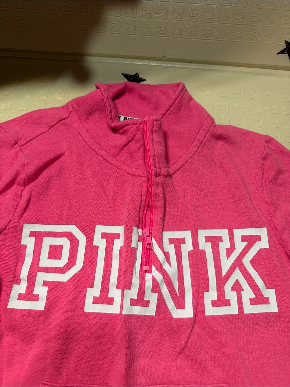 PINK Victoria's Secret Bright Pink Quarter-Zip Pullover - Picture 2 of 5